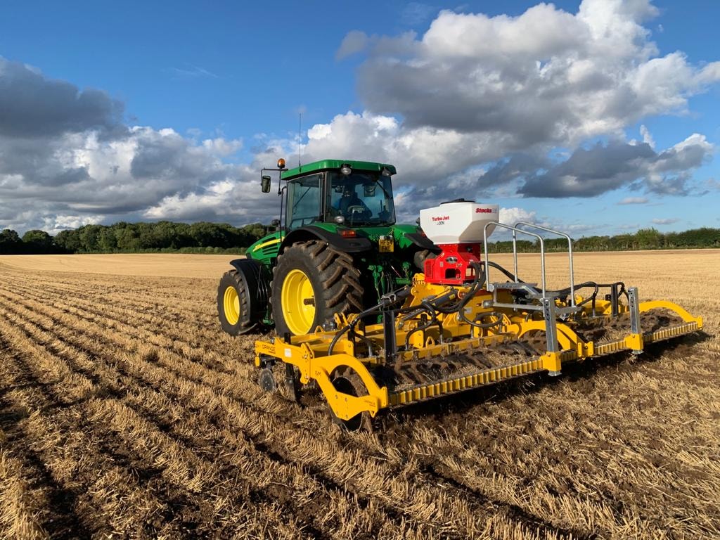 Tractor cultivation implement rear view field UK